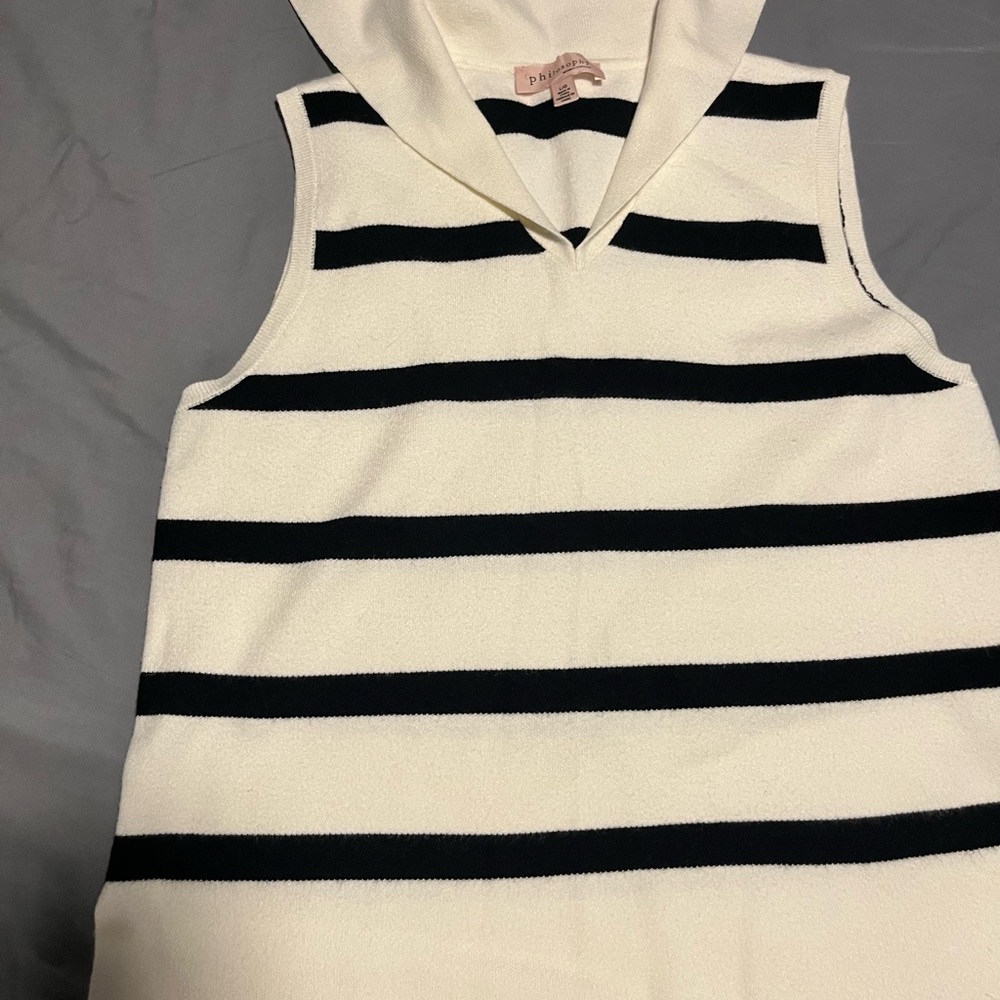 Philosophy Black and Cream Striped Top